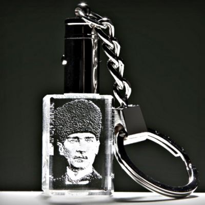 Kristal Sivil Kalpaklı Atatürk Anahtarlık